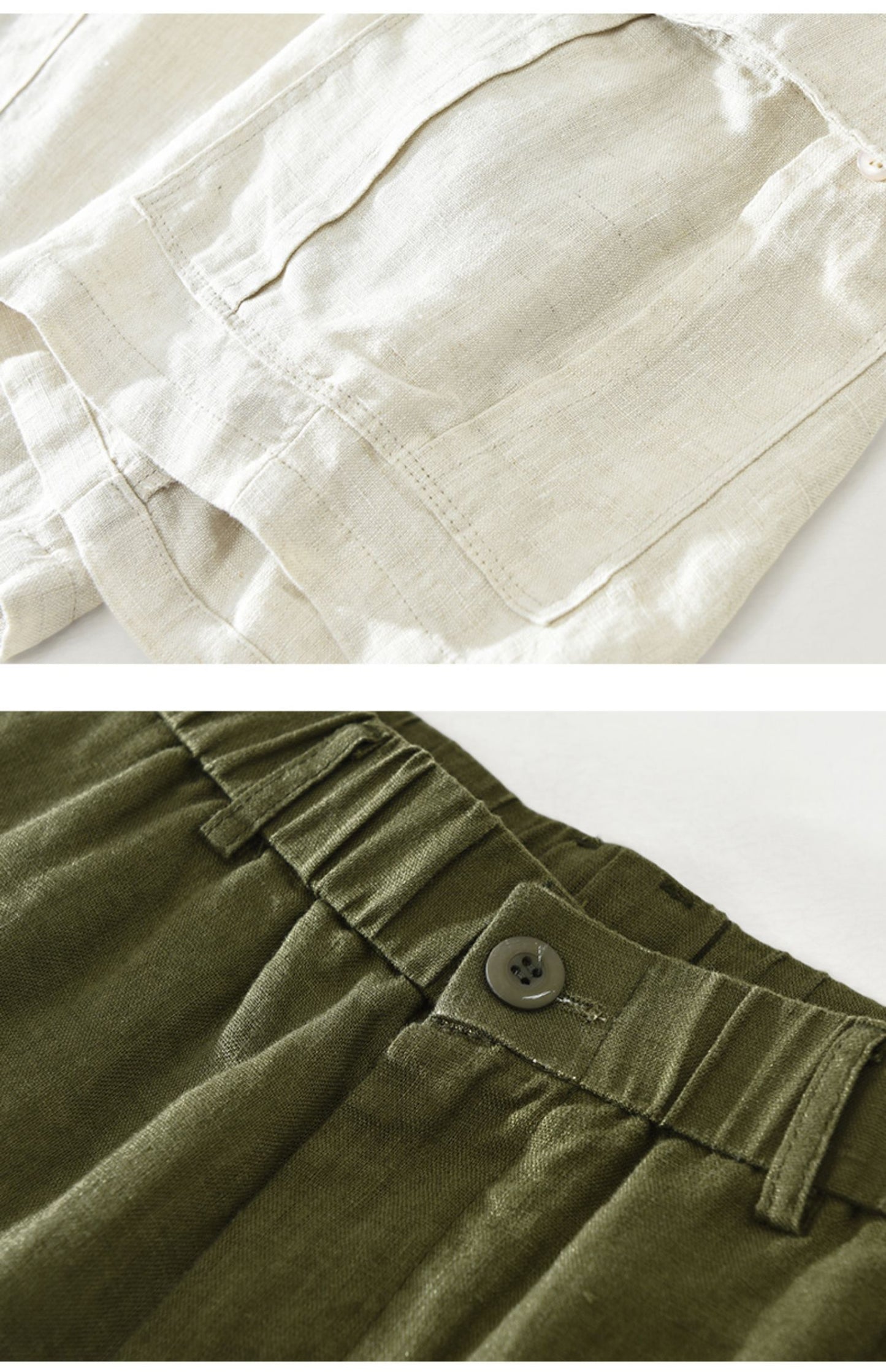 Pure Linen Mens Cargo Shorts