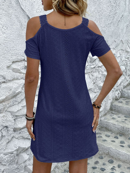 Off-shoulder Short-sleeved Dress Slimming A-line Casual