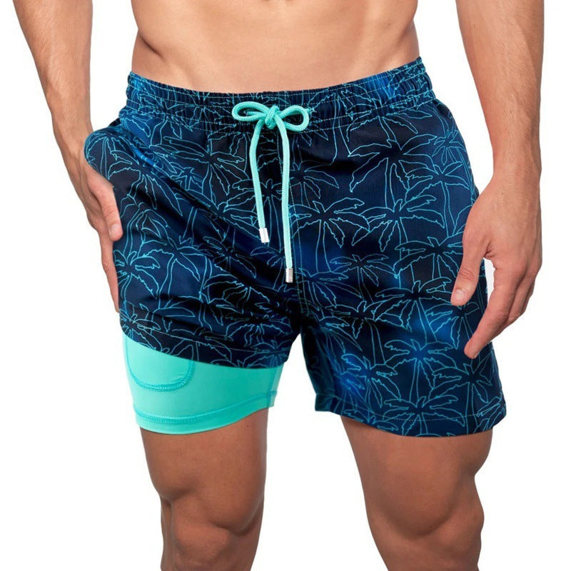 Men's Beach Swimming Shorts Double Layer Shorts