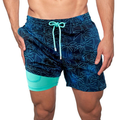 Men's Beach Swimming Shorts Double Layer Shorts