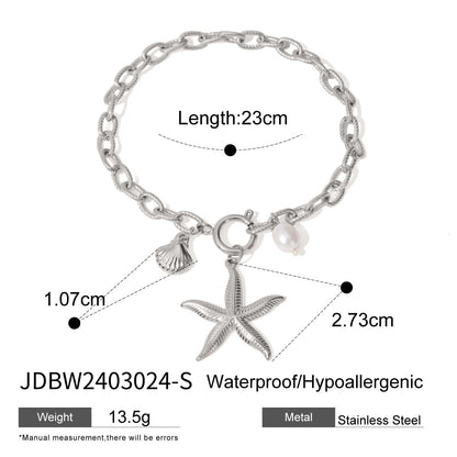 Starfish Shell Conch Bracelet Stainless Steel