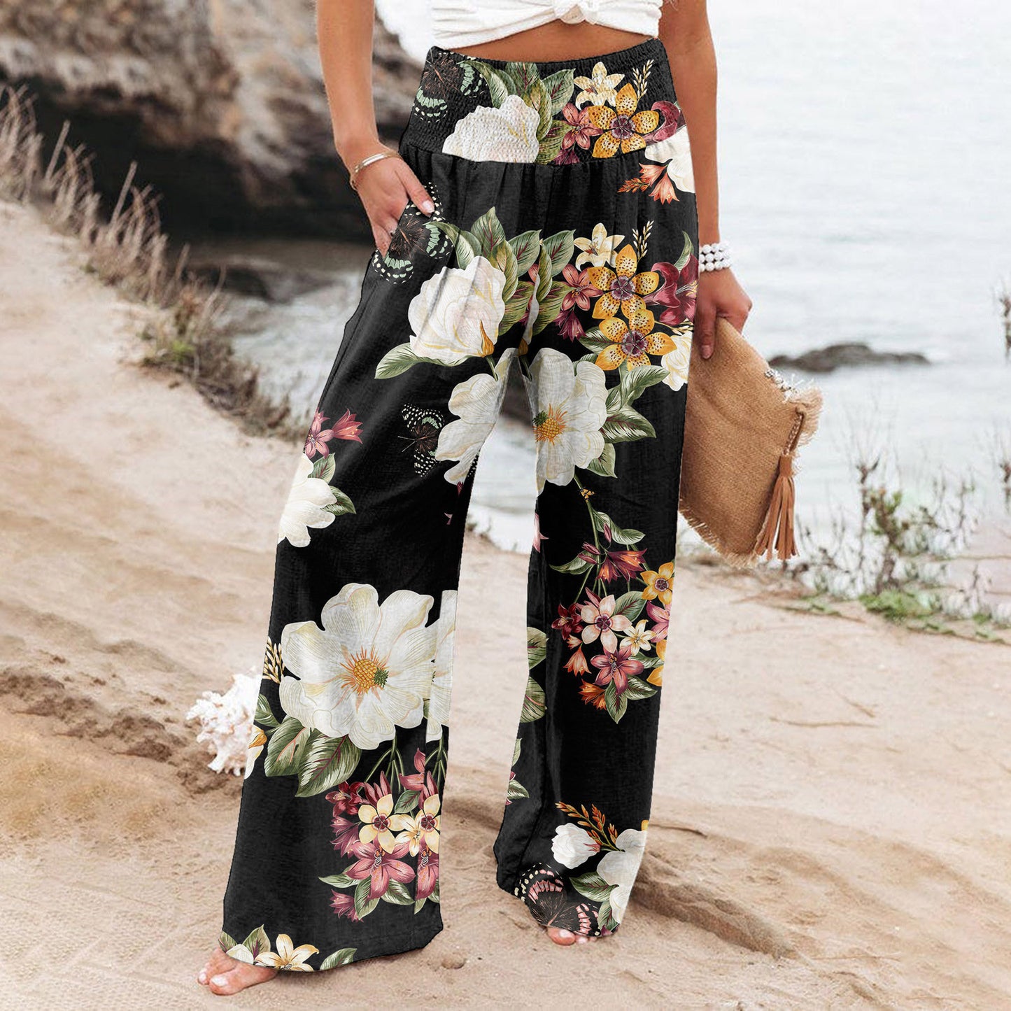 Casual Wide-leg Printed Loose Trousers