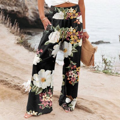 Casual Wide-leg Printed Loose Trousers