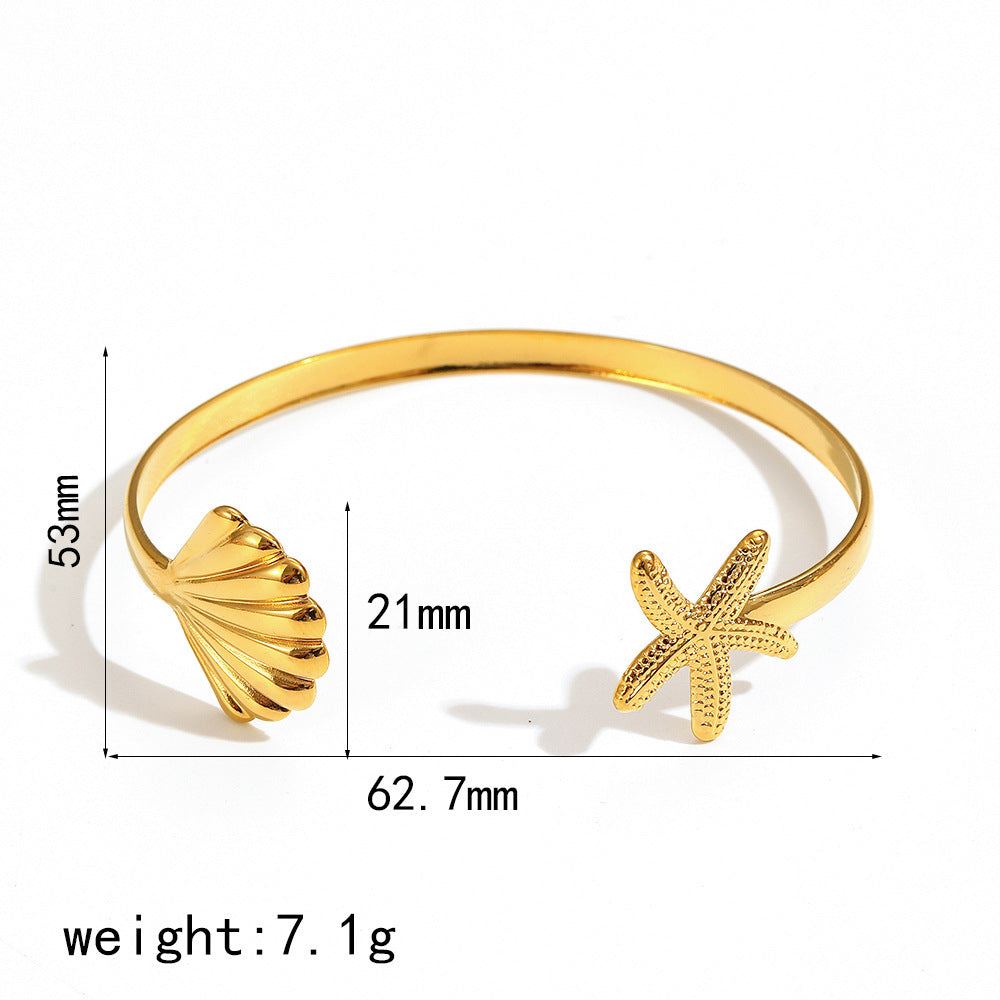 Starfish Shell Stainless Steel Bracelet 18k Electroplating