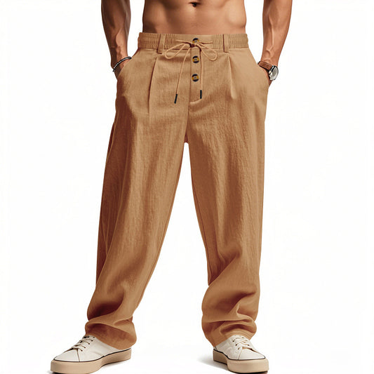 Breathable Cotton-Linen Loose Fit Sport-Casual Men Trousers