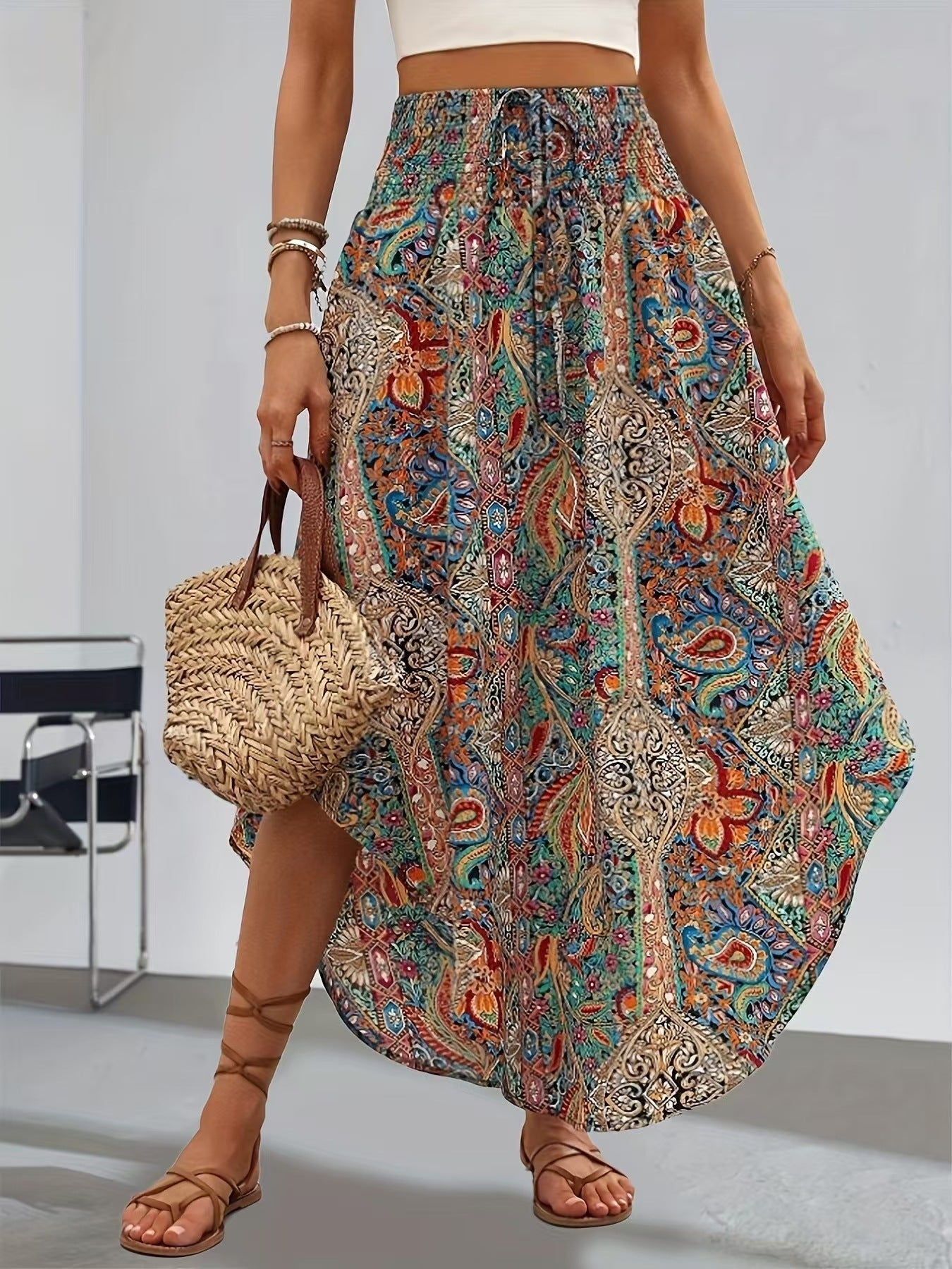 Boho Printed A- Line Casual Skirt