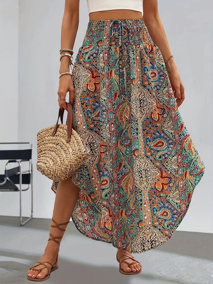 Boho Printed A- Line Casual Skirt