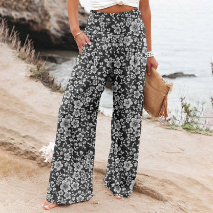 Casual Wide-leg Printed Loose Trousers
