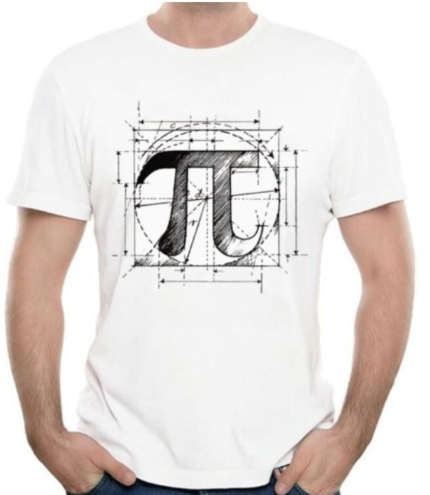 Black π Print Round Neck T-Shirt