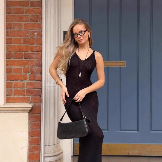 Long Elegant Tight V-neck Vest Dress