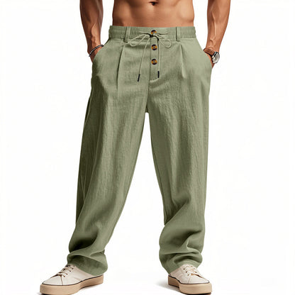 Breathable Cotton-Linen Loose Fit Sport-Casual Men Trousers