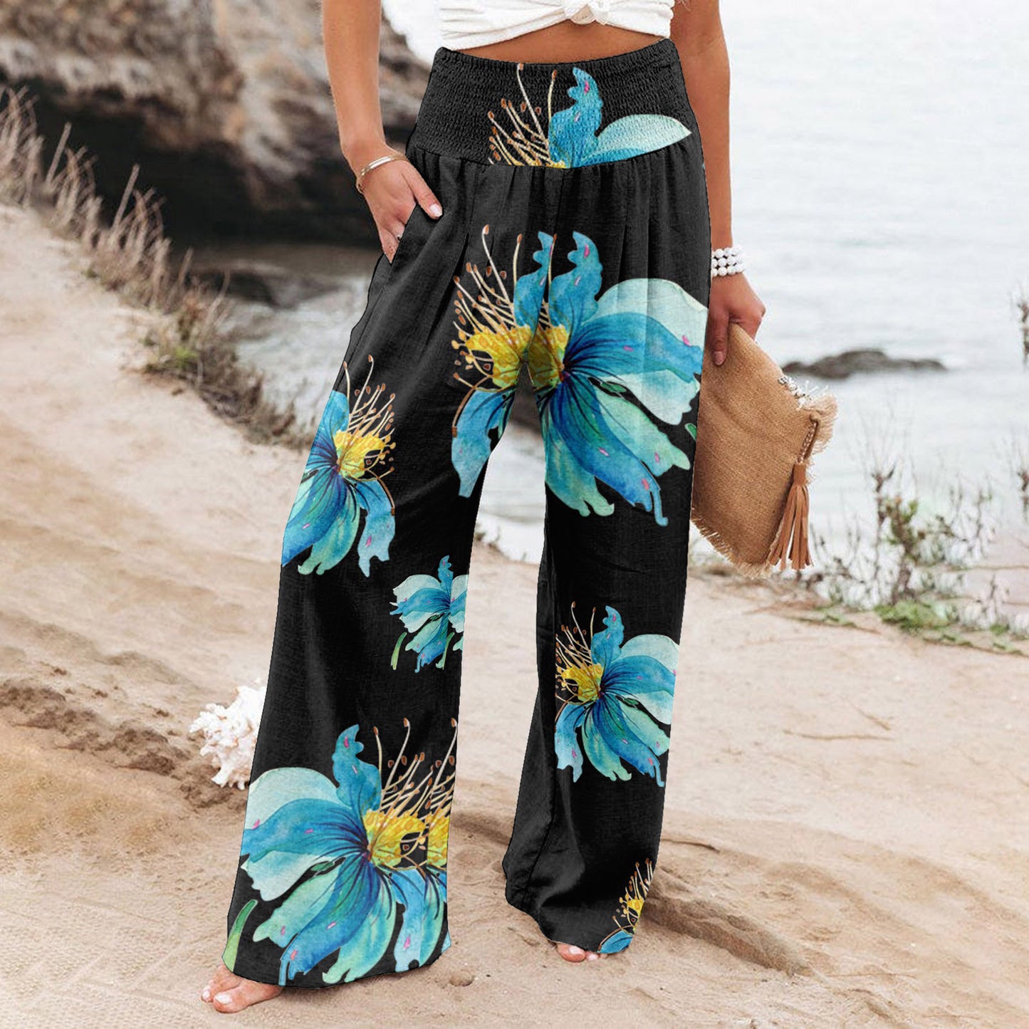 Casual Wide-leg Printed Loose Trousers
