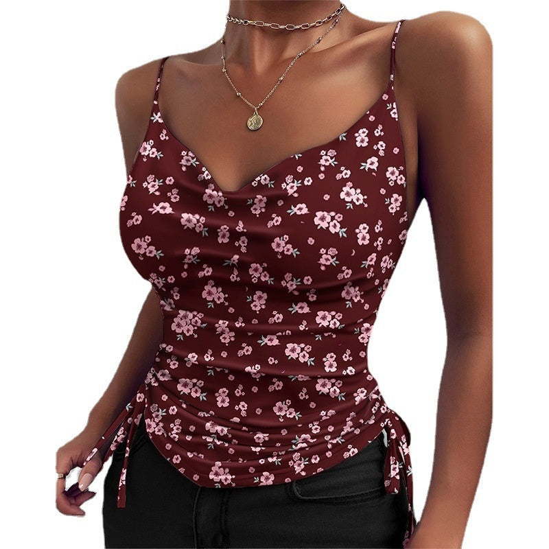 Spaghetti Strap Top V-neck Shirt