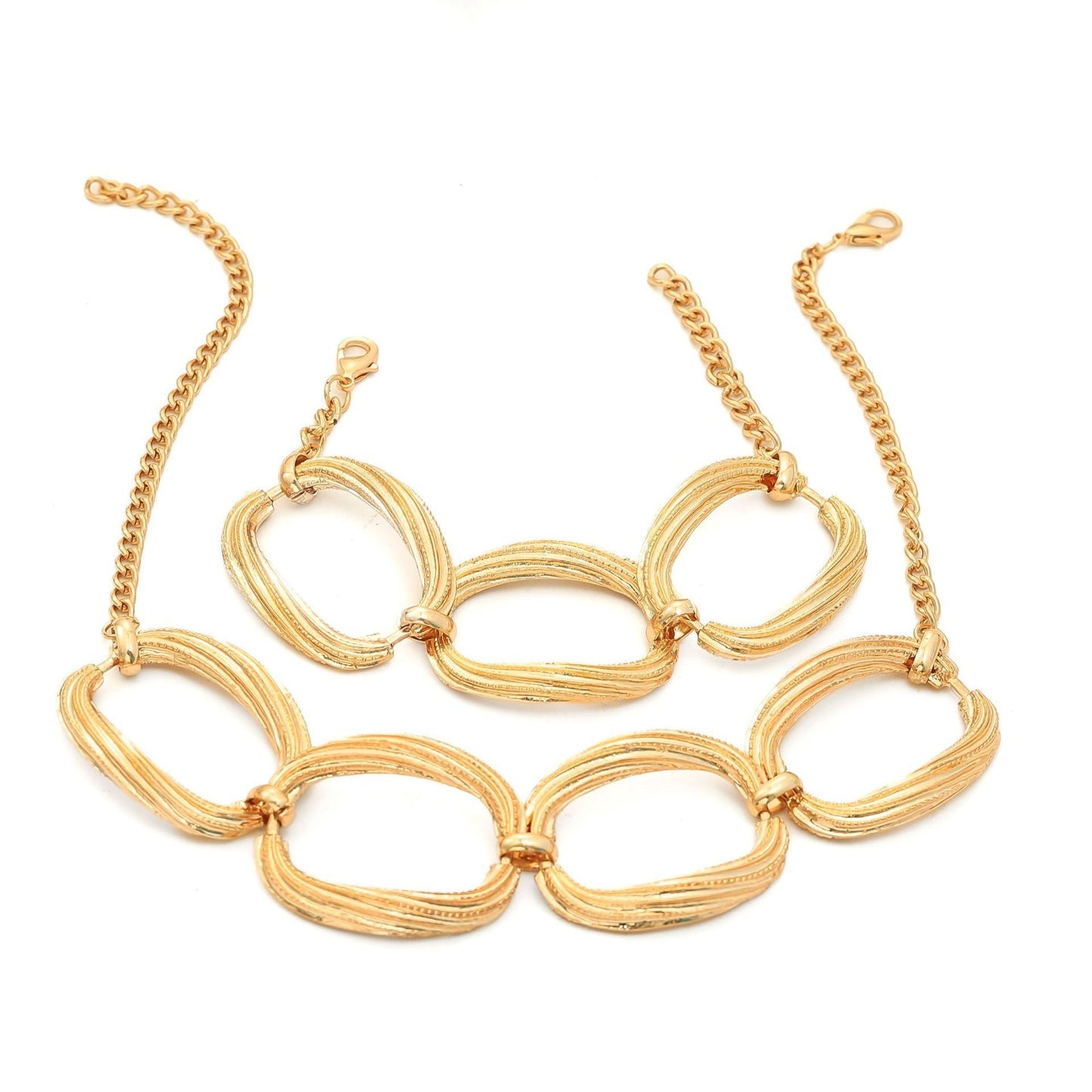 Personality Metal Geometry Creative Simple Necklace Bracelet Jewelry Suit