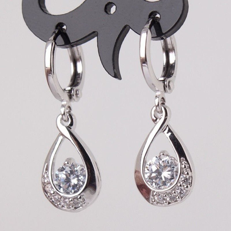 Inlaid Zircon Water Drop Earrings