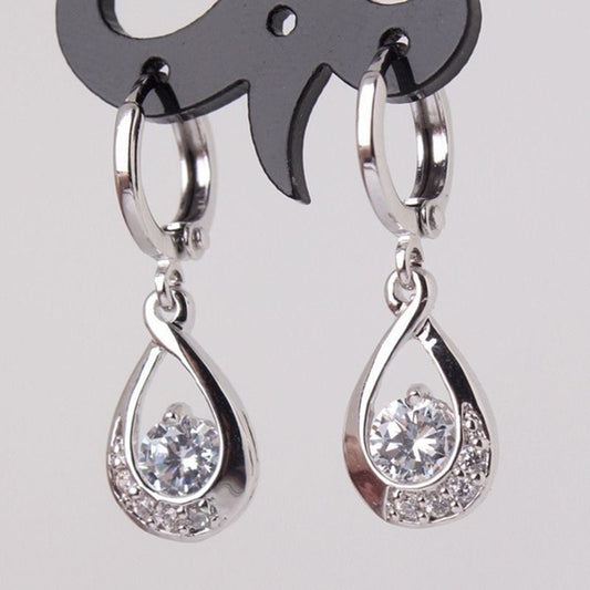 Inlaid Zircon Water Drop Earrings