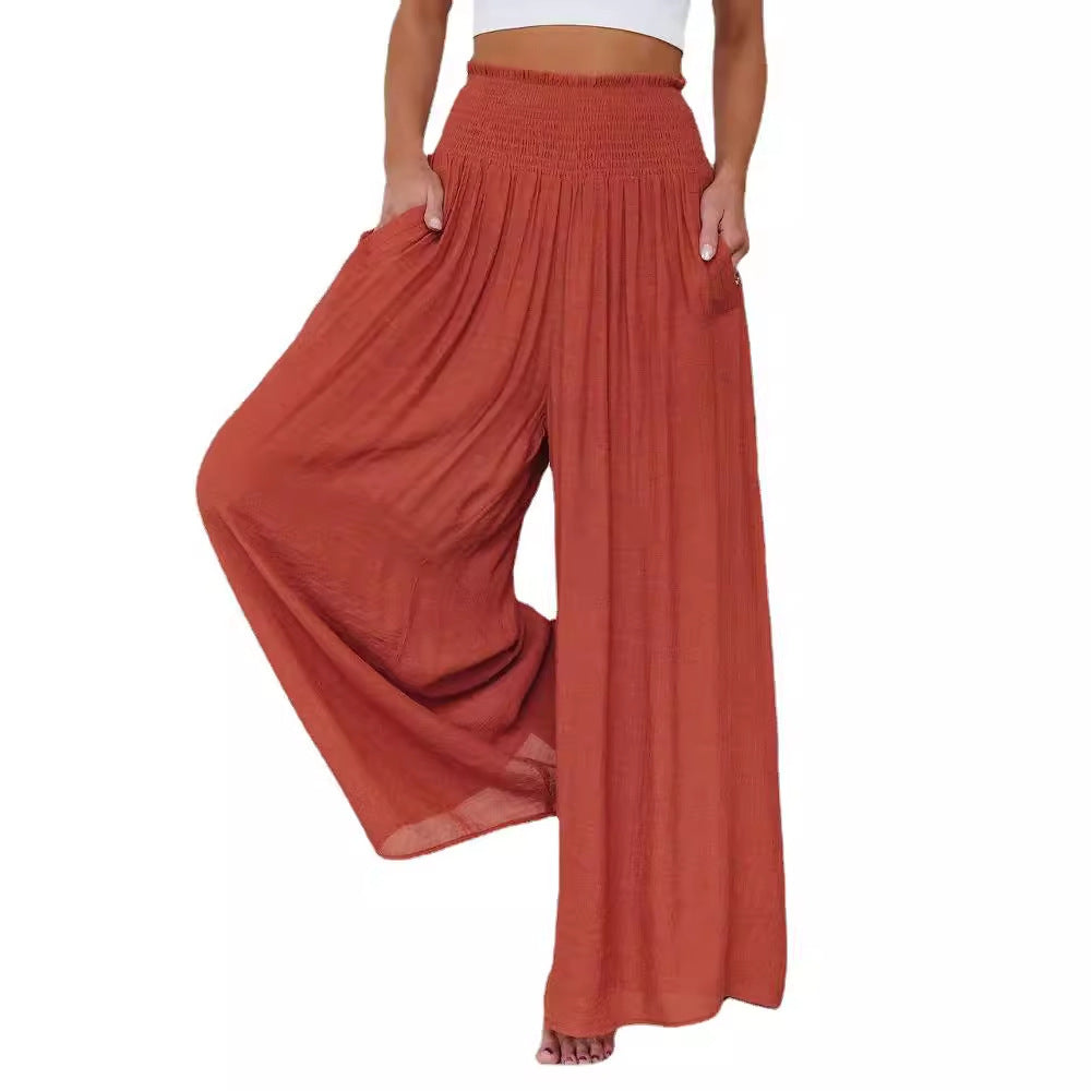 Wide-leg Cotton Pants Loose And Elastic Casual Trousers