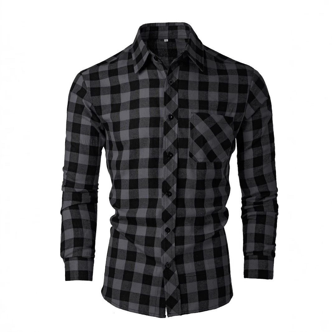 Casual Slim-fit Checkered Mens Shirt