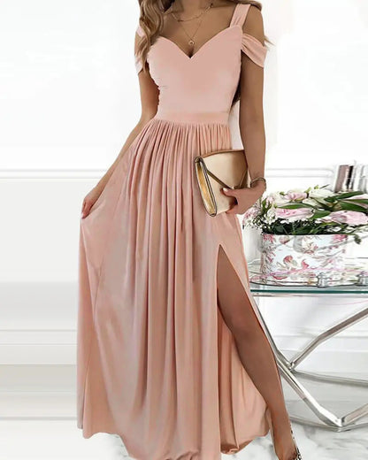 Boho V-Neck Dress Women Split Long Flowy