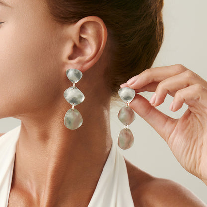 Metal Texture Glossy Earrings Irregular Geometry