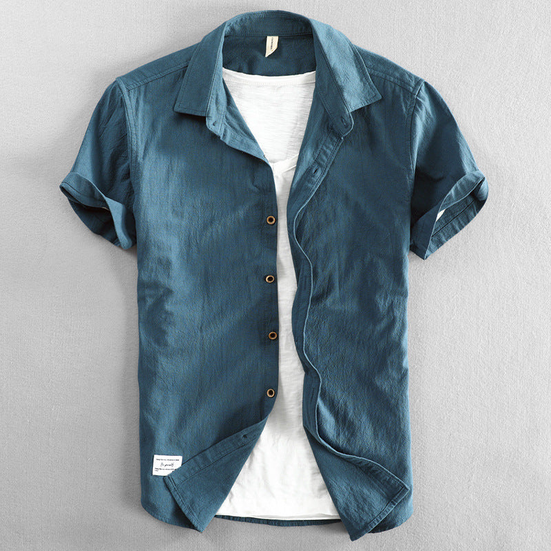 Casual Loose Lapels Outer Wear Half Sleeve Shirt
