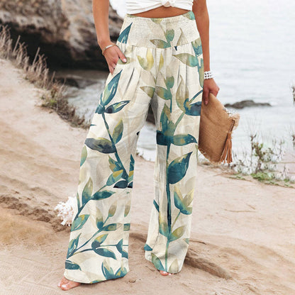 Casual Wide-leg Printed Loose Trousers