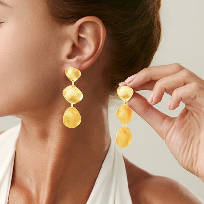 Metal Texture Glossy Earrings Irregular Geometry