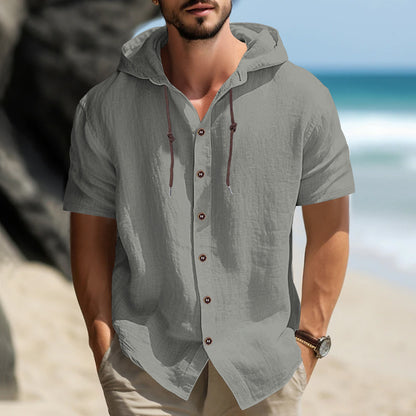 Hooded Shirt Sports-Casual Short-sleeved Summer Shirt