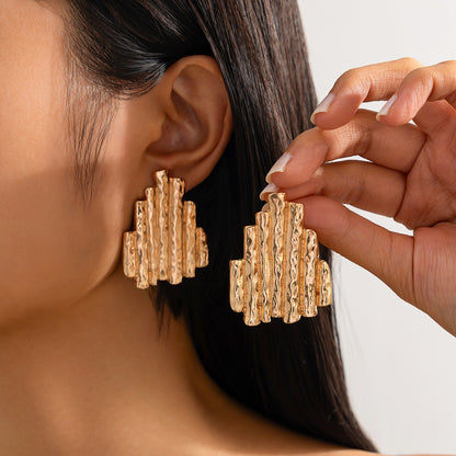 Metal Texture Glossy Earrings Irregular Geometry