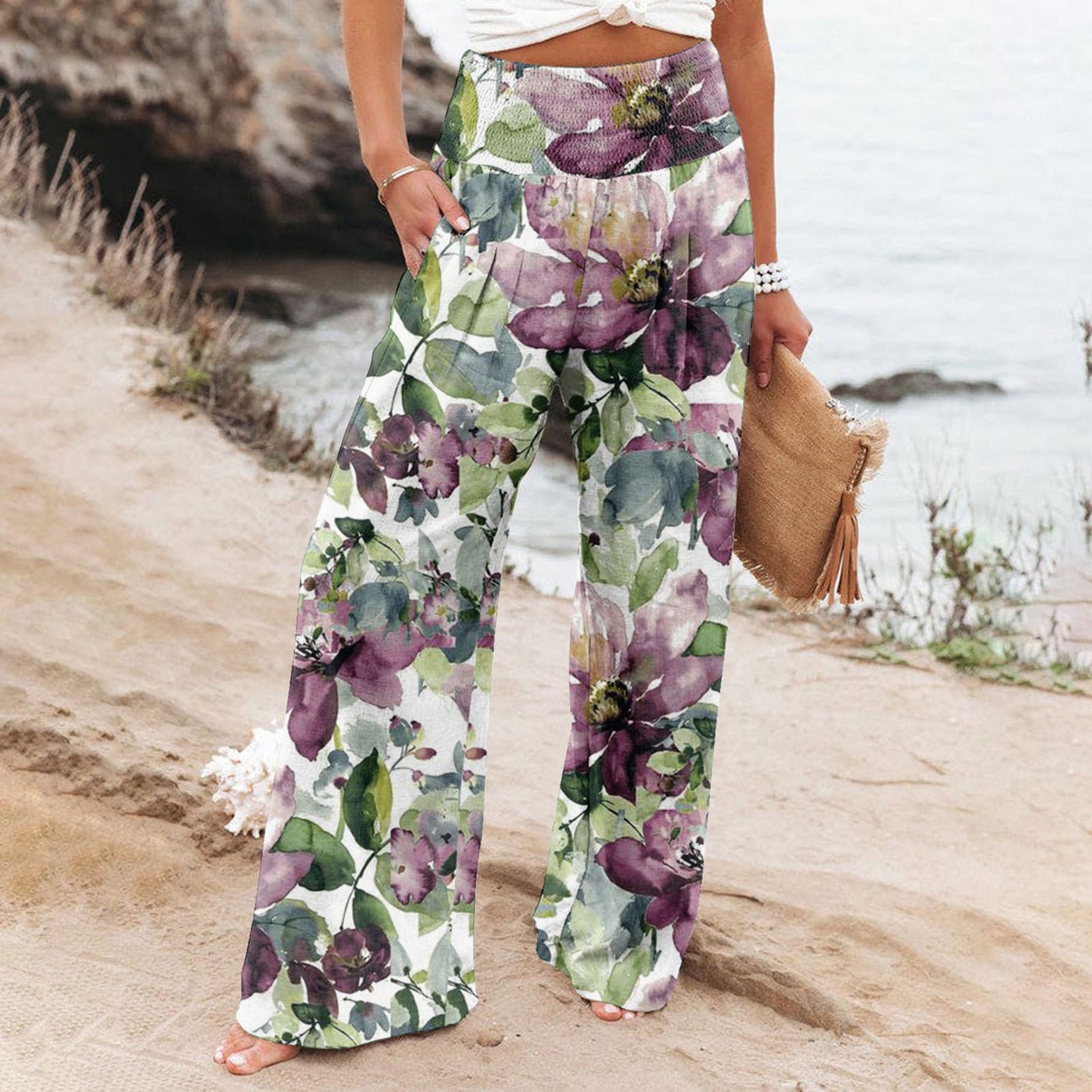 Casual Wide-leg Printed Loose Trousers