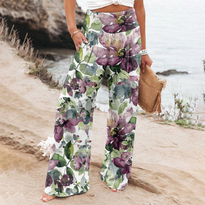 Casual Wide-leg Printed Loose Trousers