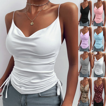 Spaghetti Strap Top V-neck Shirt