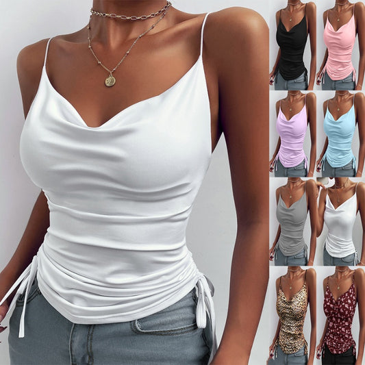 Spaghetti Strap Top V-neck Shirt