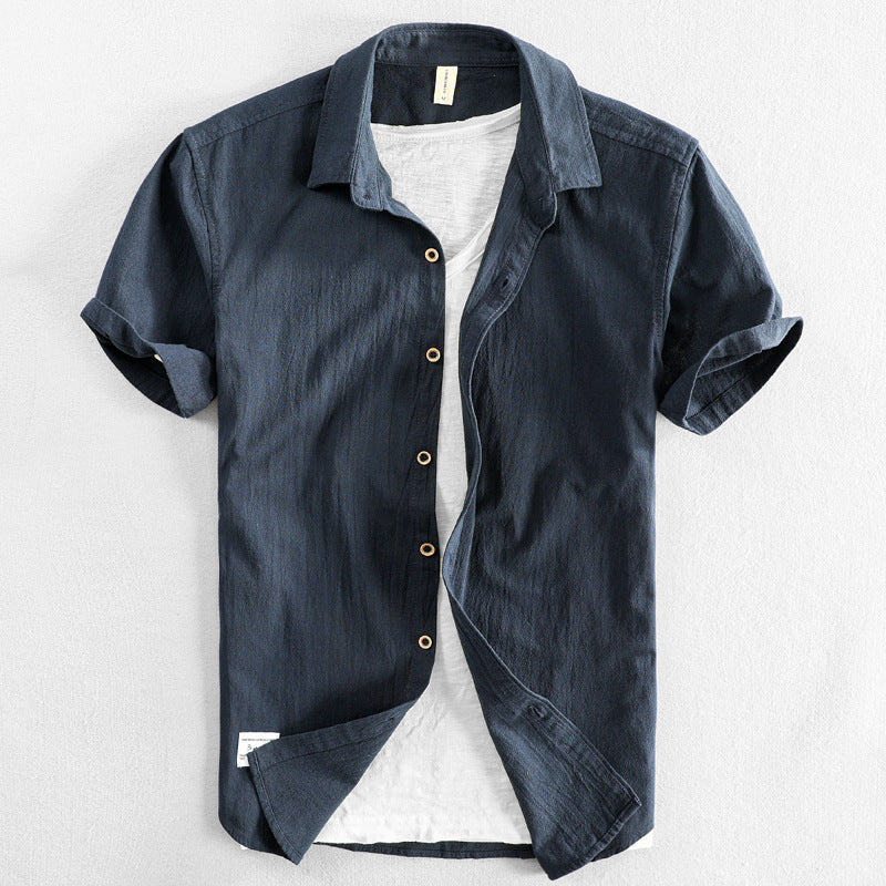 Casual Loose Lapels Outer Wear Half Sleeve Shirt