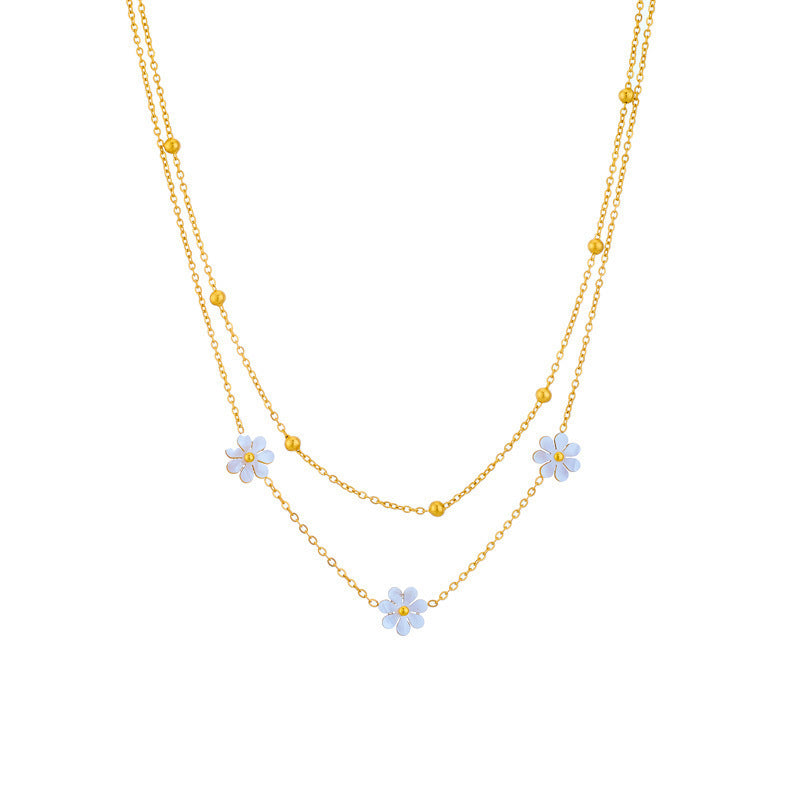 Daisy Flower Jewellery Double Layer Necklace, Earrings, Bracelet