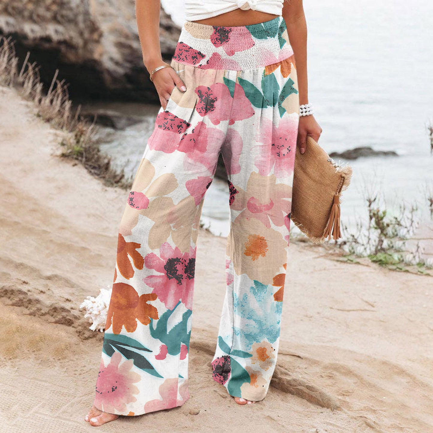 Casual Wide-leg Printed Loose Trousers