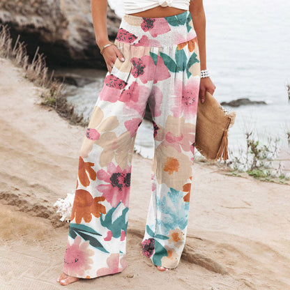 Casual Wide-leg Printed Loose Trousers