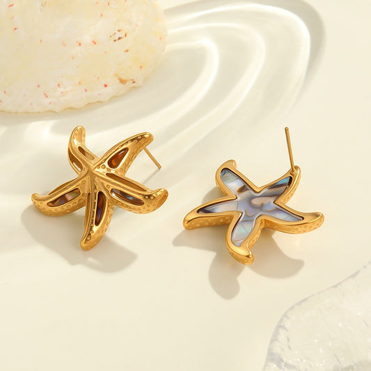 Design Sense Starfish Ear Studs Earrings 18k Gold Plating