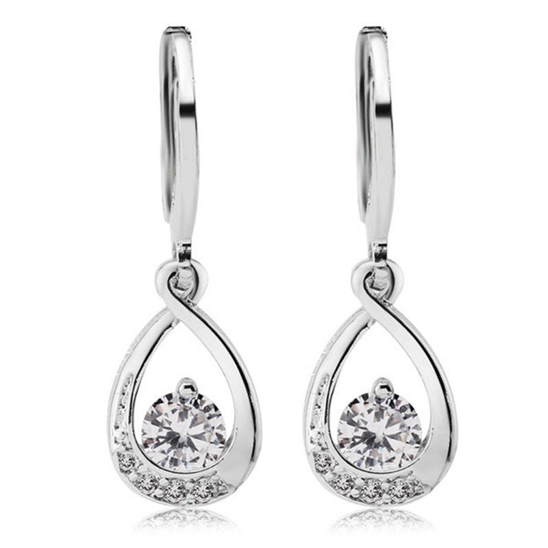 Inlaid Zircon Water Drop Earrings