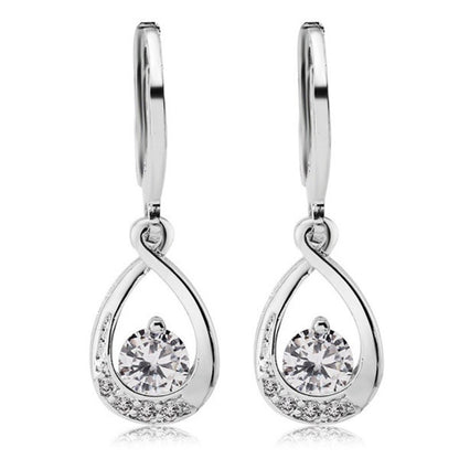 Inlaid Zircon Water Drop Earrings