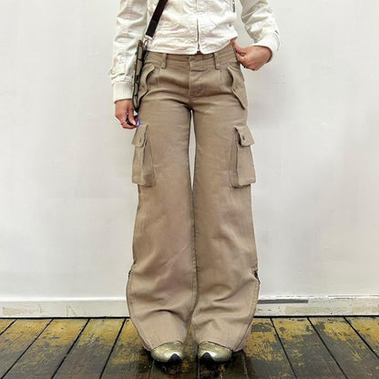 Street Casual Worn Look Washed-out Jeans Cargo Pocket