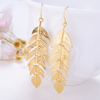 Simple Tassel Leaf Long Earrings