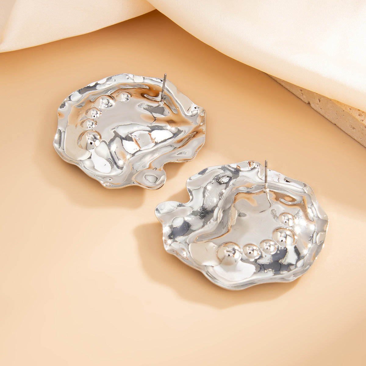 Metal Texture Glossy Earrings Irregular Geometry