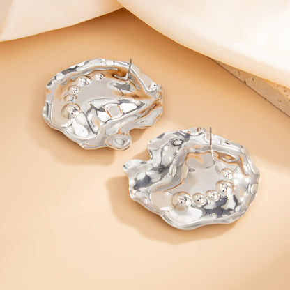 Metal Texture Glossy Earrings Irregular Geometry