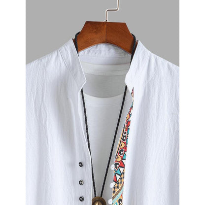 Vintage Print Short Sleeve Men's Shirt