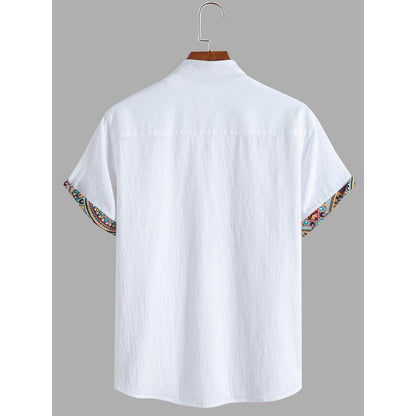 Vintage Print Short Sleeve Men's Shirt