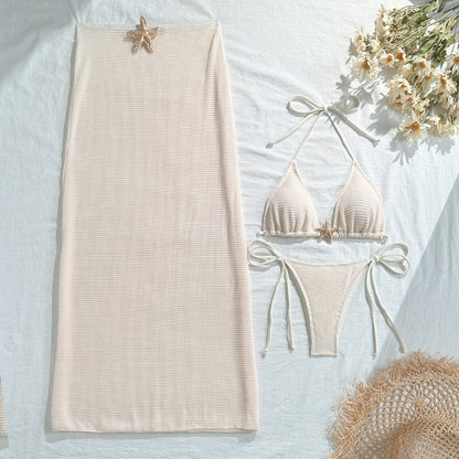 Bikini with Gold Starfish Three Pieces Set