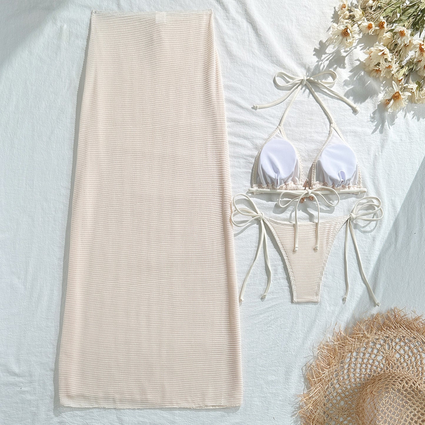Bikini with Gold Starfish Three Pieces Set