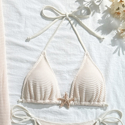 Bikini with Gold Starfish Three Pieces Set