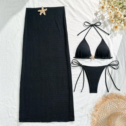 Bikini with Gold Starfish Three Pieces Set